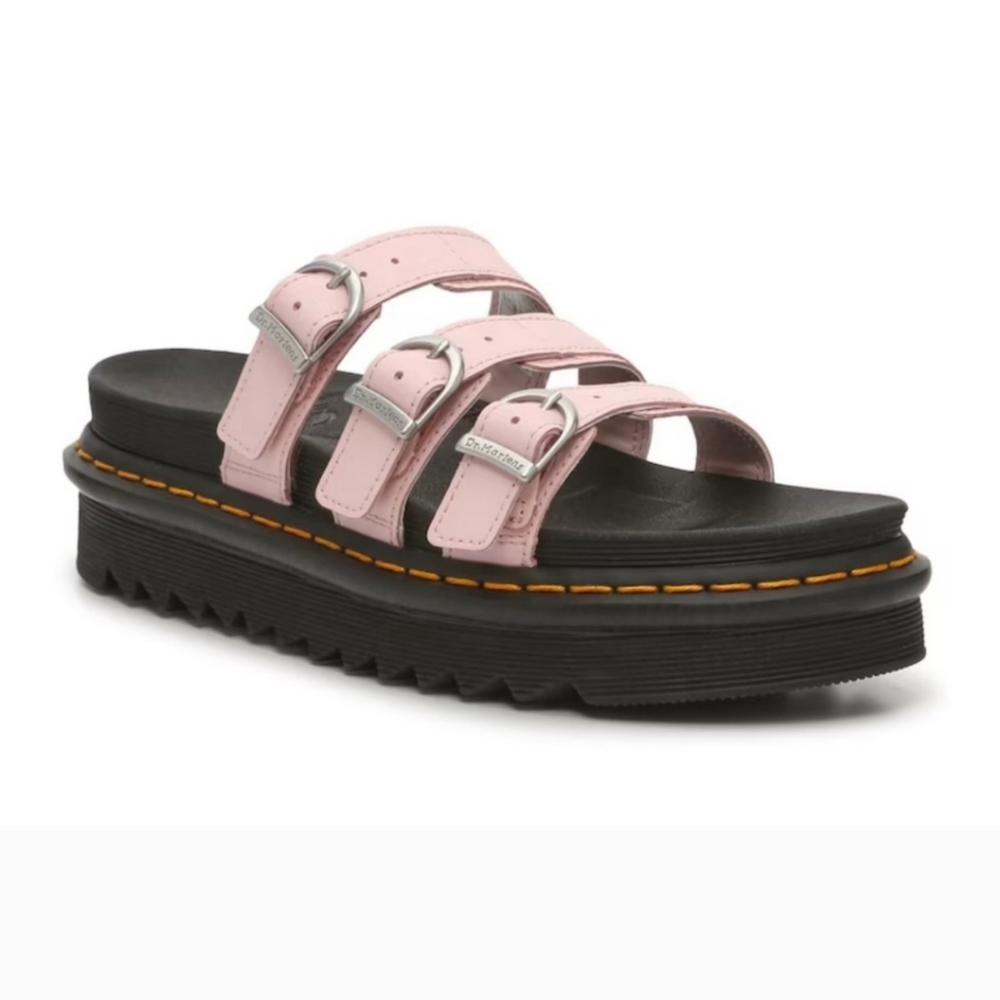 Dr. Martens Blaire Slide Leather Sandals in Pink. - Picture 4 of 16